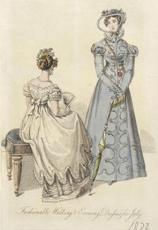 Fashion Plate (Fashionable Walking & Evening Dresses for July), 1822. Creator: Unknown