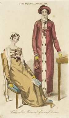 Fashion Plate (Fashionable Morning and Evening Dresses), 1 January 1813. Creator: Unknown