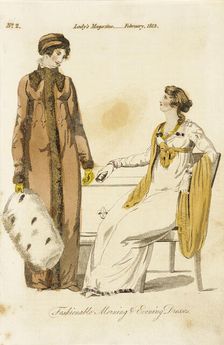 Fashion Plate (Fashionable Morning and Evening Dresses), 1813. Creator: Unknown