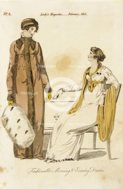 Fashion Plate (Fashionable Morning and Evening Dresses), 1813. Creator: Unknown.