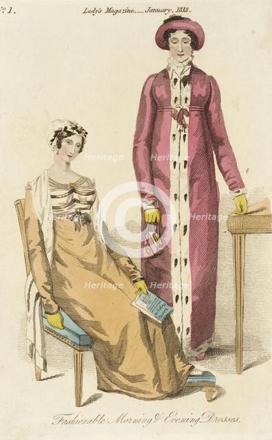Fashion Plate (Fashionable Morning and Evening Dresses), 1813. Creator: Unknown.