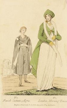 Fashion Plate (Female Costume of Egra - London Morning Dress), 1808. Creator: Unknown