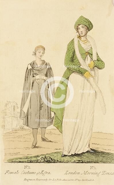 Fashion Plate (Female Costume of Egra - London Morning Dress), 1808. Creator: Unknown.
