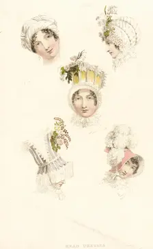 Fashion Plate (Head Dresses), 1814. Creator: Rudolph Ackermann