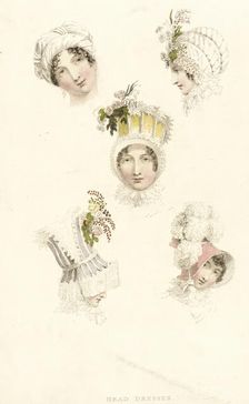 Fashion Plate (Head Dresses), 1814. Creator: Rudolph Ackermann