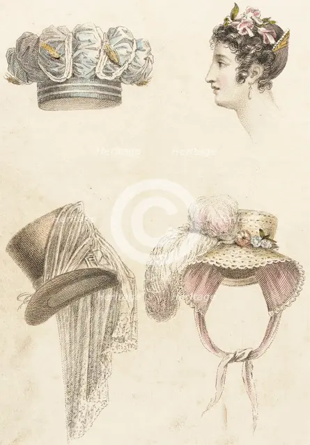 Fashion Plate (Head Dresses), 1823--. Creator: Rudolph Ackermann.