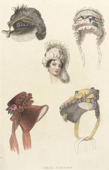 Fashion Plate (Head Dresses), 1823. Creator: Unknown