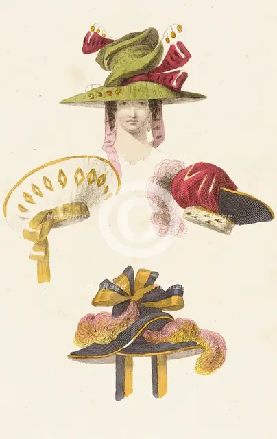 Fashion Plate (Head Dresses), 1828. Creator: Rudolph Ackermann.