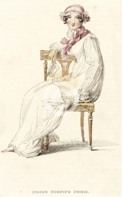Fashion Plate (Indoor Morning Dress), 1812. Creator: Rudolph Ackermann.