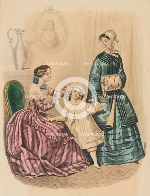 Fashion plate - Journal des Demoiselles, 1849. Creator: Barreau.
