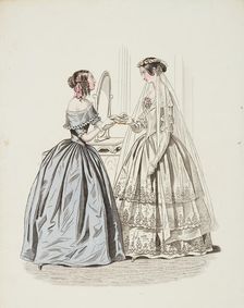 Fashion plate - Journal des Demoiselles, 1842. Creator: Damours