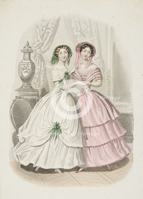 Fashion plate - Journal des Demoiselles, 1851. Creator: Rossin.