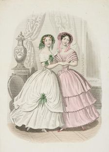 Fashion plate - Journal des Demoiselles, 1851. Creator: Rossin