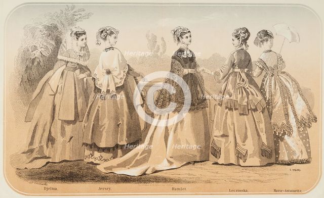 Fashion plate - Journal des Demoiselles, 1868. Creator: Emile Préval.