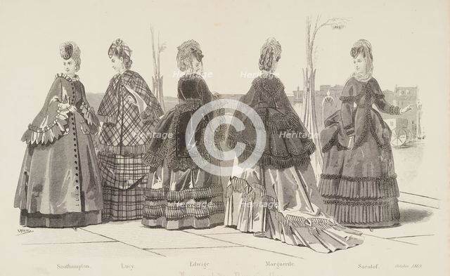 Fashion plate - Journal des Demoiselles, 1869. Creator: Imprimerie Dupuy.