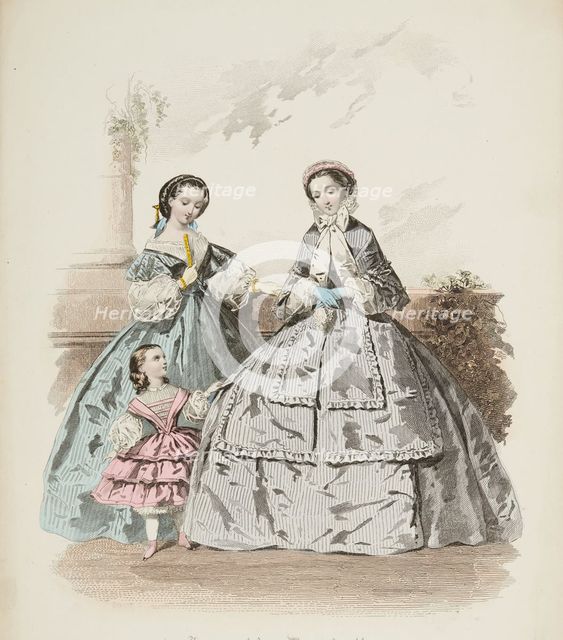 Fashion plate - Journal des Demoiselles, 1860. Creator: Gilquin & Dupain.