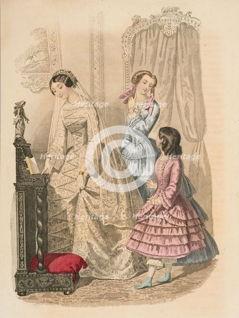 Fashion plate - Journal des Demoiselles V, 1851. Creator: Rossin.
