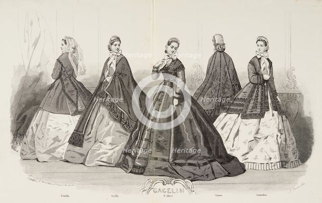 Fashion plate - Journal des Demoiselles V, 1865. Creator: A. Carrache.