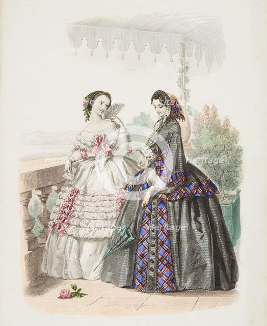 Fashion plate - Journal des Demoiselles VIII, 1857. Creator: Gilquin & Dupain.
