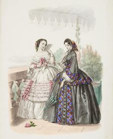Fashion plate - Journal des Demoiselles VIII, 1857. Creator: Gilquin & Dupain