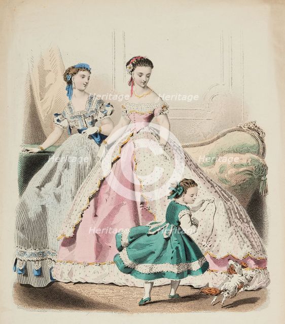 Fashion plate - Journal des Demoiselles I, 1866. Creator: Gilquin fils.