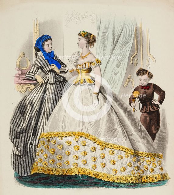 Fashion plate - Journal des Demoiselles III, 1866. Creator: Gilquin fils.