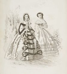 Fashion plate - Journal des Demoiselles IX, 1860. Creators: Gilquin & Dupain, Pauquet
