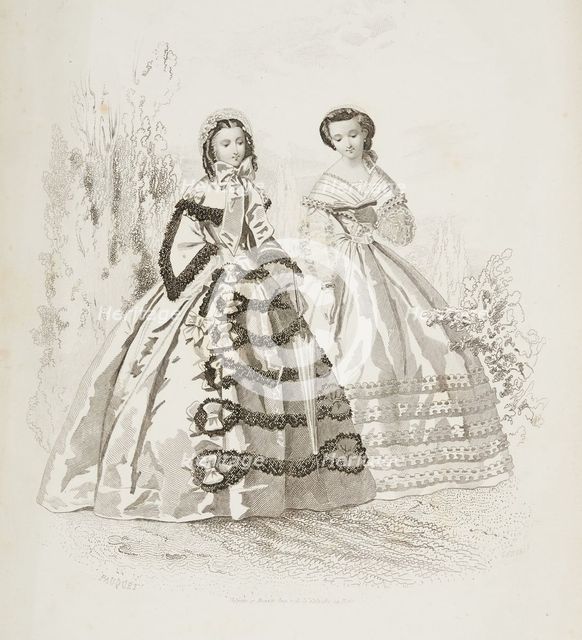 Fashion plate - Journal des Demoiselles IX, 1860. Creators: Gilquin & Dupain, Pauquet.