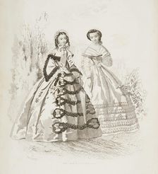 Fashion plate - Journal des Demoiselles IX, 1860. Creators: Gilquin & Dupain, Pauquet