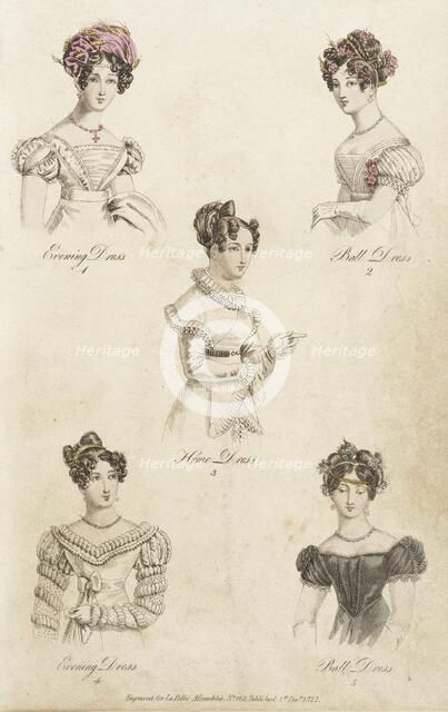 Fashion Plate (La Belle Assemblée), 1822. Creator: John Bell.