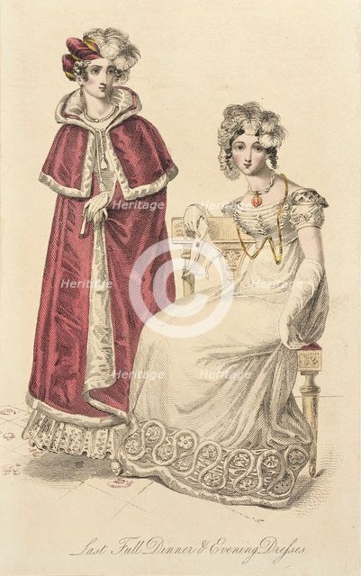 Fashion Plate (Last Full Dinner and Evening Dresses), 1822. Creator: Unknown.