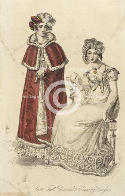 Fashion Plate (Last Full Evening and Dinner Dresses), 1822. Creator: Unknown.