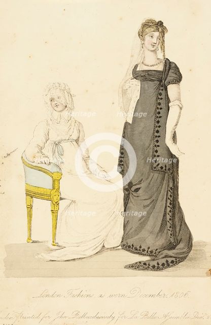 Fashion Plate (London Fashions As Worn December 1806), 1806. Creator: John Bell.