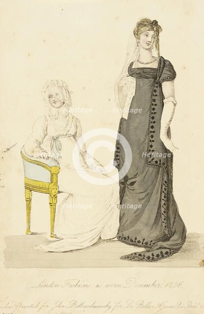 Fashion Plate (London Fashions As Worn December 1806), 1806. Creator: John Bell.