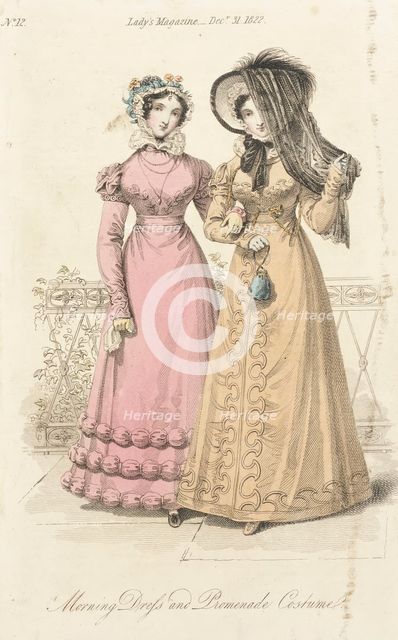 Fashion Plate (Morning Dress and Promenade Costume), 1822. Creator: John Bell.
