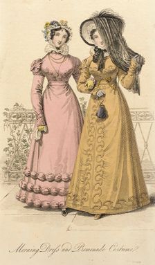 Fashion Plate (Morning Dress and Promenade Costume), 1822. Creator: John Bell