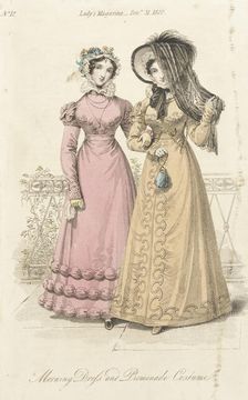 Fashion Plate (Morning Dress and Promenade Costume), 1822. Creator: John Bell