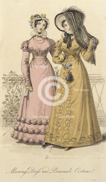 Fashion Plate (Morning Dress and Promenade Costume), 1822. Creator: John Bell.