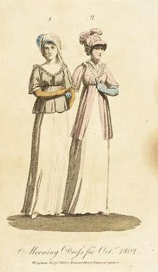Fashion Plate (Morning Dress for Octr, 1802), 1802. Creator: Unknown