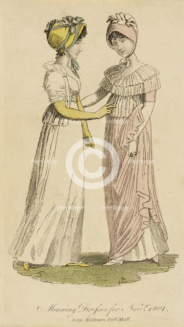 Fashion Plate (Morning Dresses for Novr. 1801), 1801. Creator: Unknown.