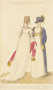 Fashion Plate (Morning & Evening Dresses in Nov. 1, 1807), 1807. Creator: John Bell