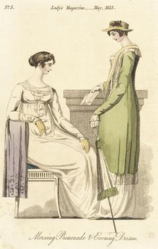 Fashion Plate (Morning Promenade and Evening Dresses), 1813. Creator: Unknown