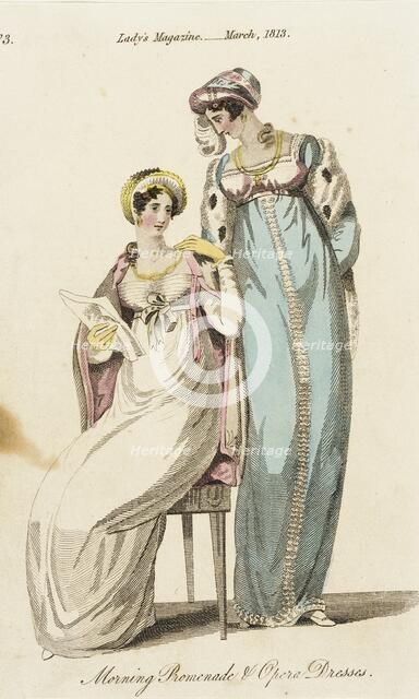 Fashion Plate (Morning Promenade and Opera Dress), 1813. Creator: Unknown.
