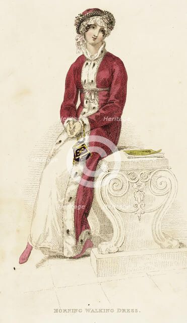Fashion Plate (Morning Walking Dress), 1813. Creator: Rudolph Ackermann.