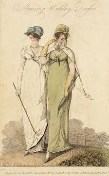Fashion Plate (Morning Walking Dresses), 1808. Creator: John Bell