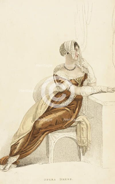 Fashion Plate (Opera Dress), 1809. Creator: Rudolph Ackermann.