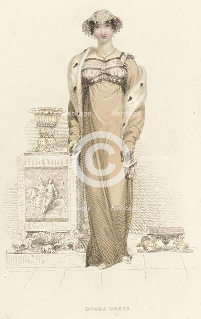 Fashion Plate (Opera Dress), 1813. Creator: Rudolph Ackermann.