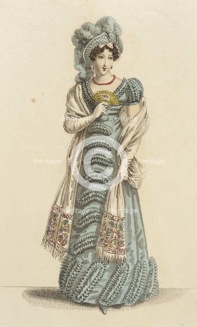Fashion Plate (Parisian Evening Dress), 1821. Creator: John Bell.