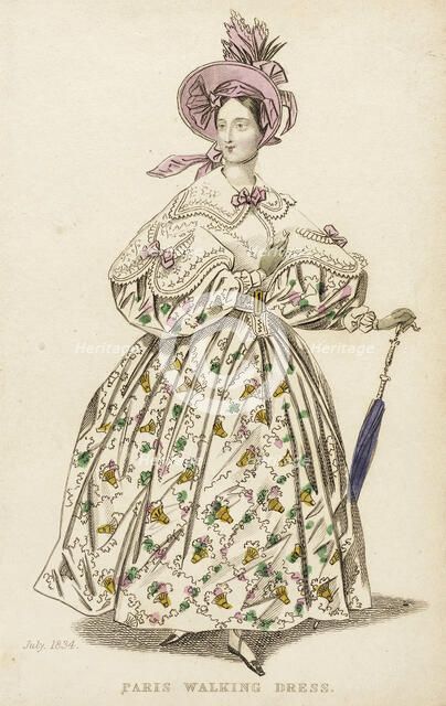 Fashion Plate (Paris Walking Dress), 1834. Creator: Unknown.