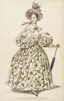 Fashion Plate (Paris Walking Dress), 1834. Creator: Unknown